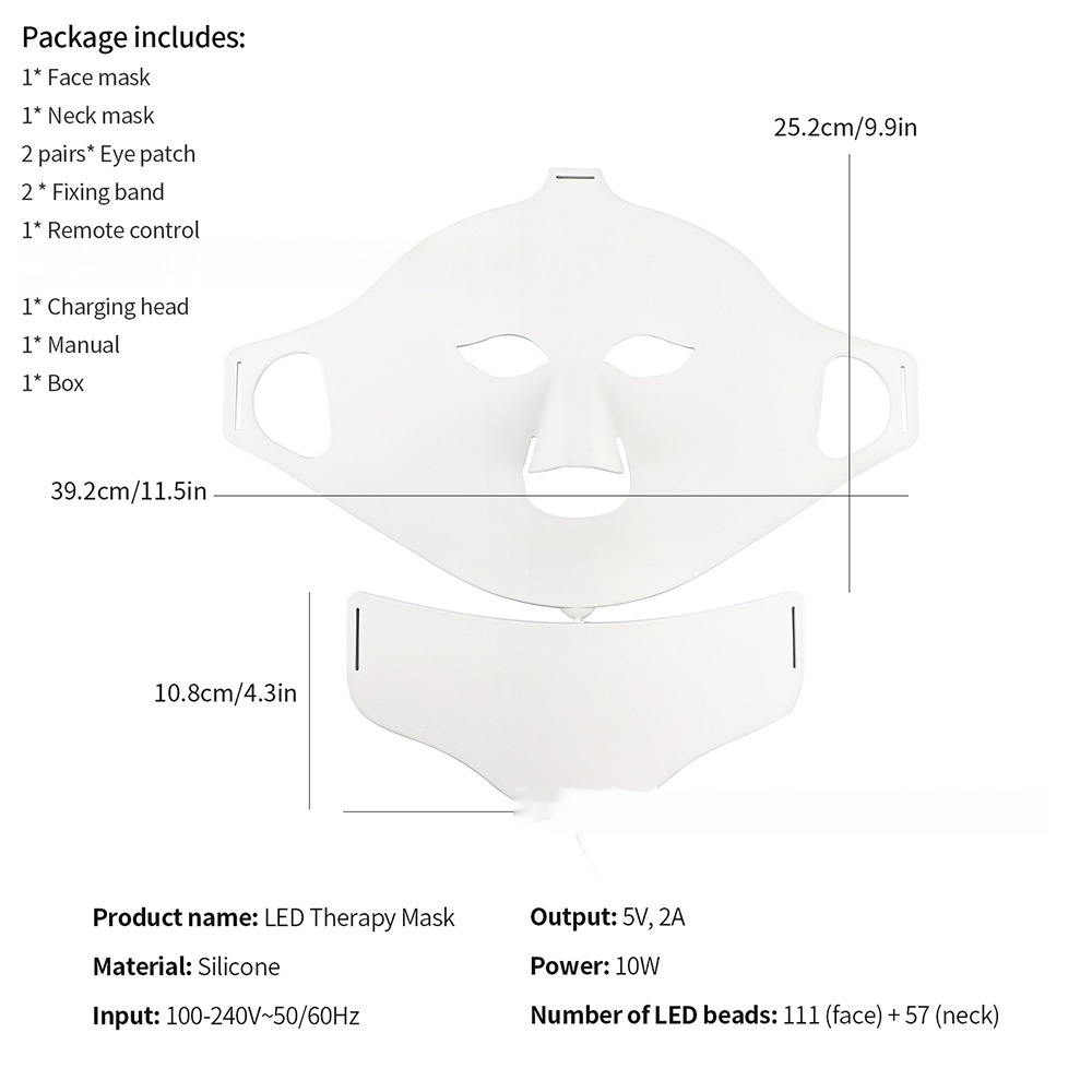 Mascarilla facial de silicona LED de 7 colores – Rejuvenecimiento de la piel y tratamiento del acné