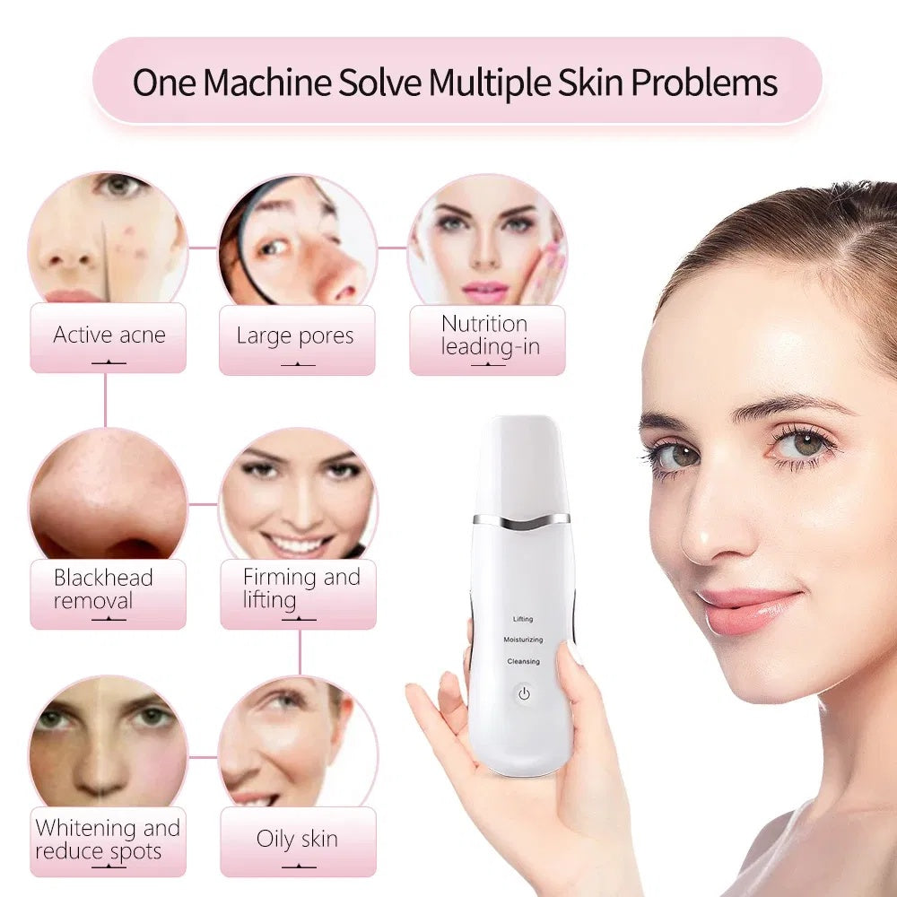 Ultrasonic Skin Refiner Professional Pore Detox At Home Spa Grade Facial Device With High Frequency Vibrations