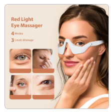Masajeador de ojos con luz roja, cuatro modos y tres niveles de masaje