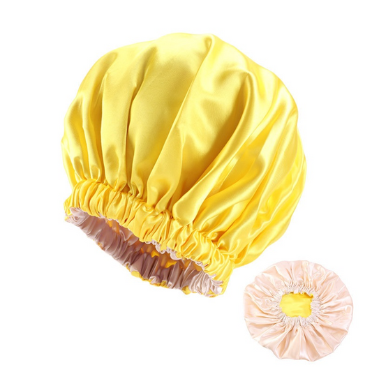 Gorro de satén ajustable de doble capa y ala ancha para dormir para mujer