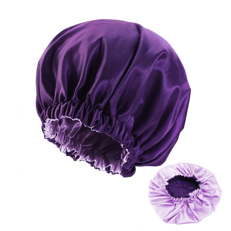 Adjustable Satin Double-layer Wide-brimmed Sleep Cap for Women