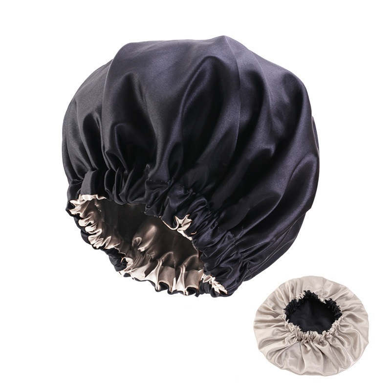 Adjustable Satin Double-layer Wide-brimmed Sleep Cap for Women