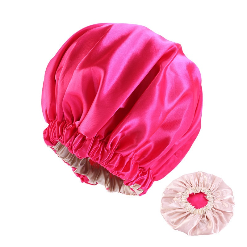 Adjustable Satin Double-layer Wide-brimmed Sleep Cap for Women