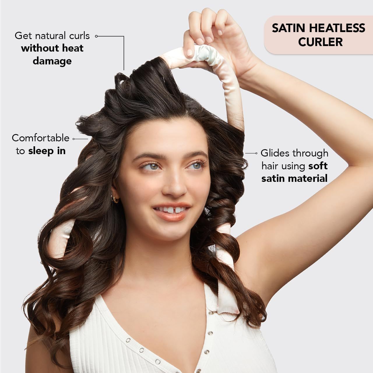 Satin No-Heat Curling Wand Set for Effortless Hair Styling