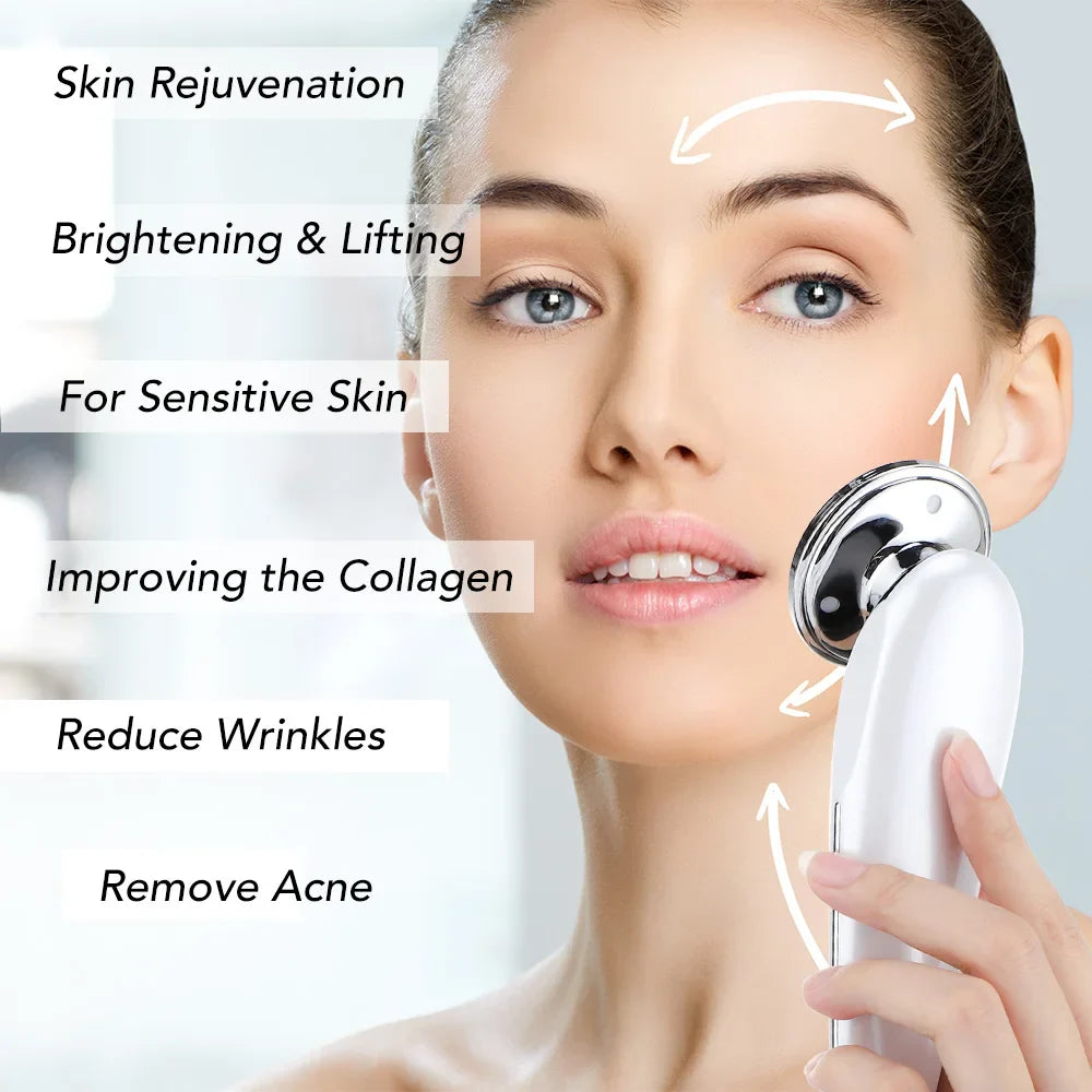 Dispositivo de belleza compacto limpiador de poros facial para una limpieza profunda de poros, estiramiento de la piel y terapia de luz tricolor