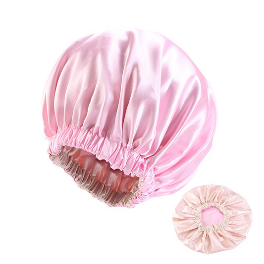 Gorro de satén ajustable de doble capa y ala ancha para dormir para mujer