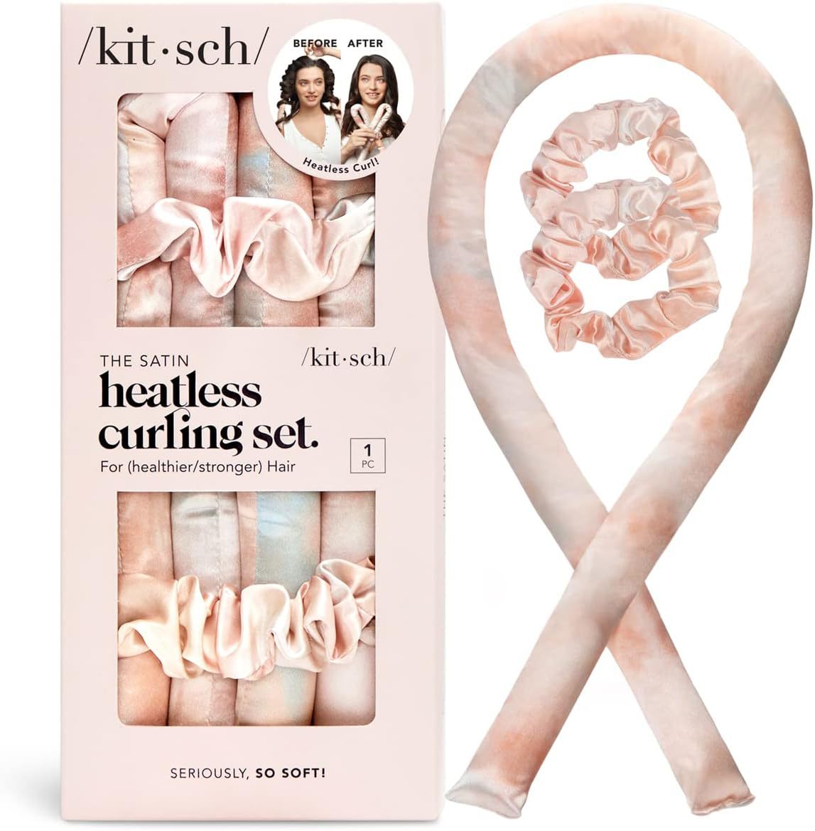Satin No-Heat Curling Wand Set for Effortless Hair Styling