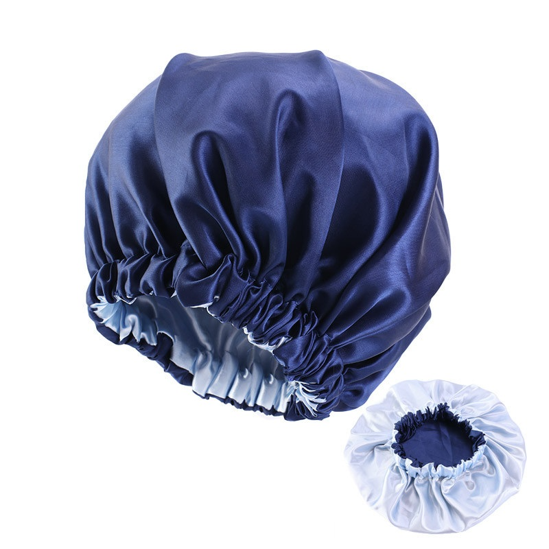 Adjustable Satin Double-layer Wide-brimmed Sleep Cap for Women