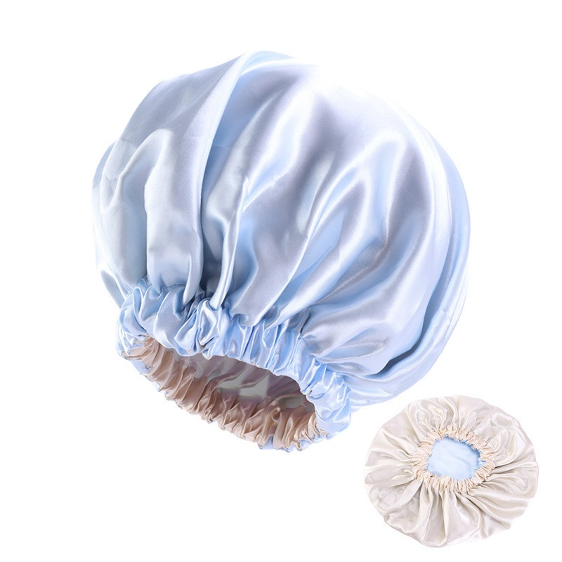 Adjustable Satin Double-layer Wide-brimmed Sleep Cap for Women