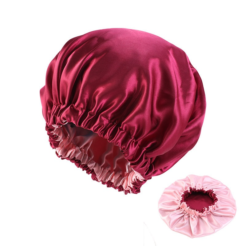 Adjustable Satin Double-layer Wide-brimmed Sleep Cap for Women