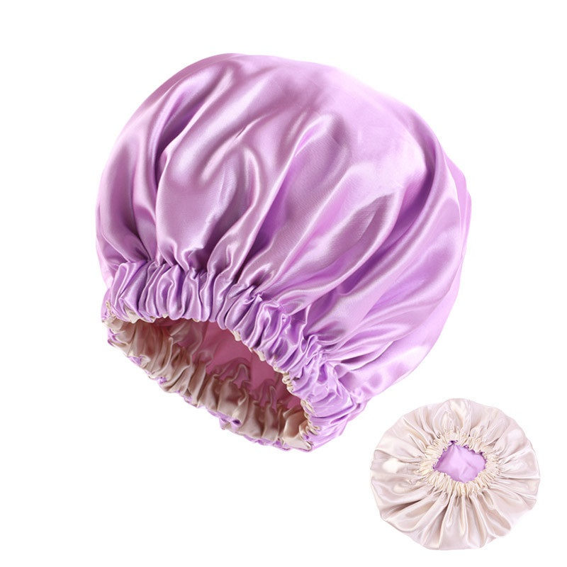 Adjustable Satin Double-layer Wide-brimmed Sleep Cap for Women