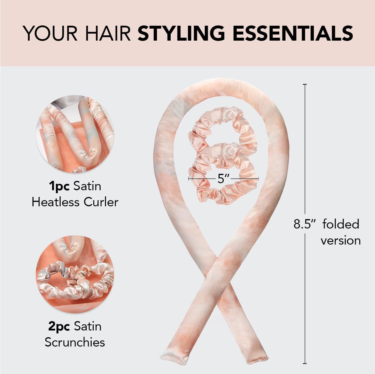 Satin No-Heat Curling Wand Set for Effortless Hair Styling