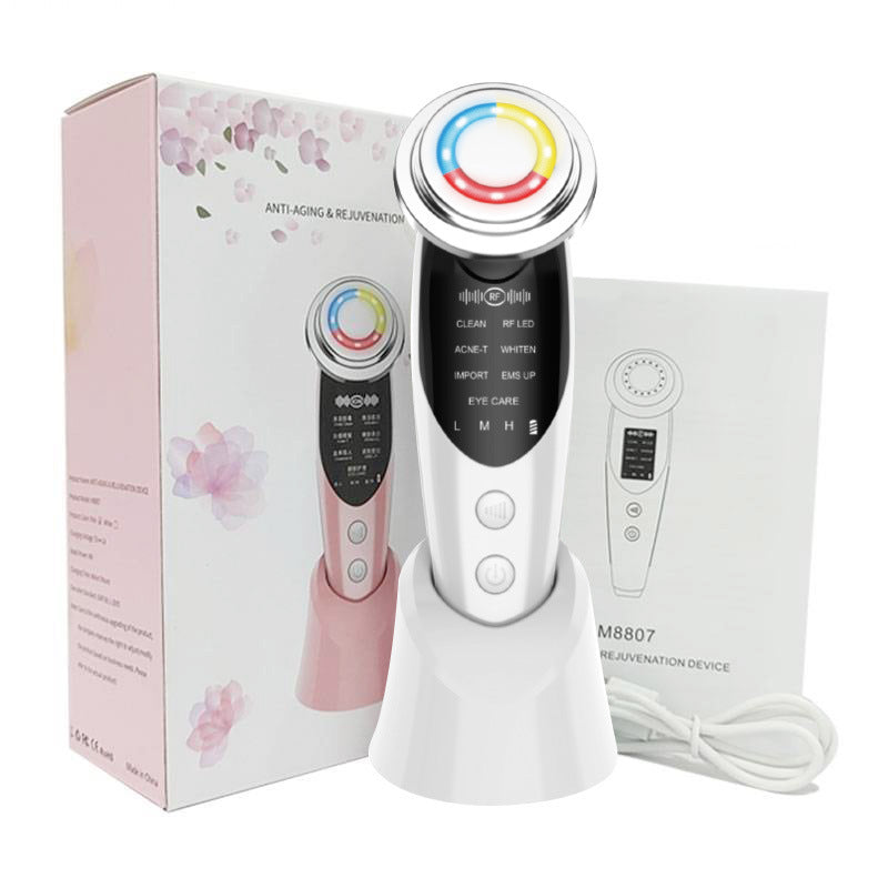Dispositivo de belleza compacto limpiador de poros facial para una limpieza profunda de poros, estiramiento de la piel y terapia de luz tricolor