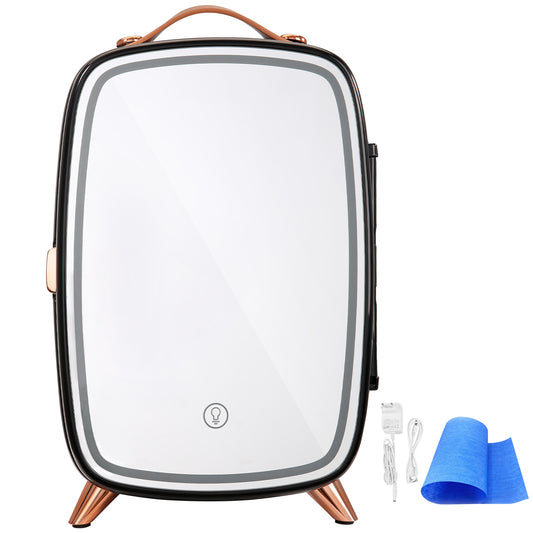Mini nevera para el cuidado de la piel con espejo LED
